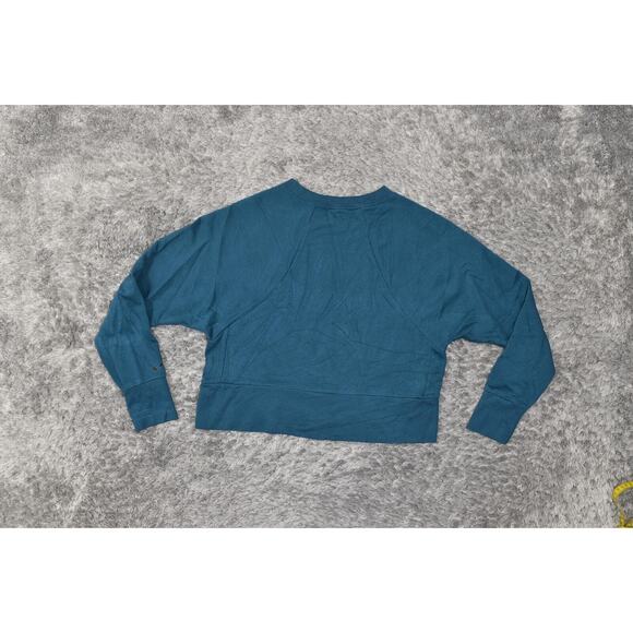 Nike Dri Fit Women's XS Blue Pullover Sweater Cotton Blend Crew Neck Crop - Picture 3 of 7